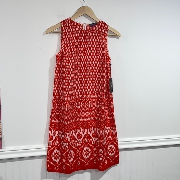 Vince Camuto tunic side slits petite xs orange & white NWT‎ Ikat diamond lantern - Picture 3 of 6